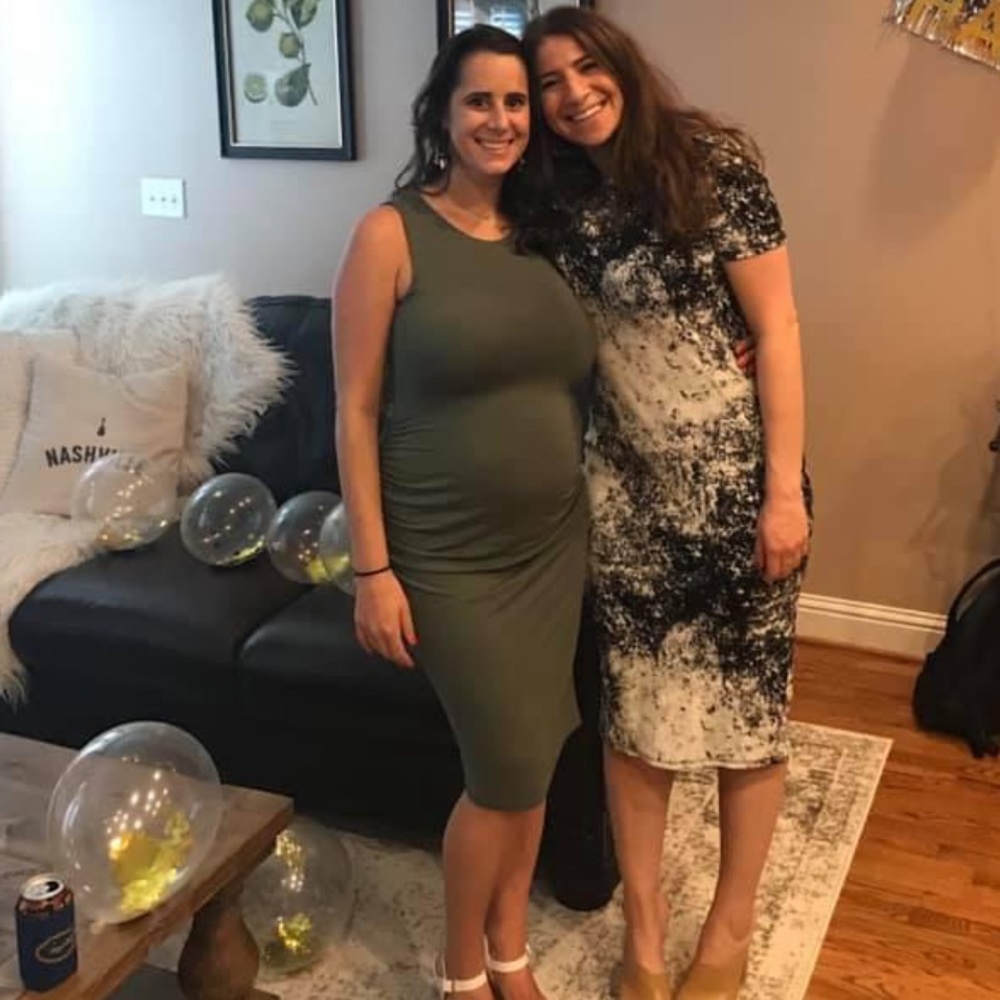 Army green Maternity High Neck mid length tank top dress